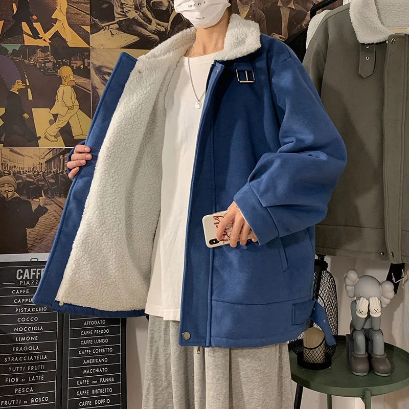 

Winter thick wool coat Men's warm casual fashion solid color wool coat