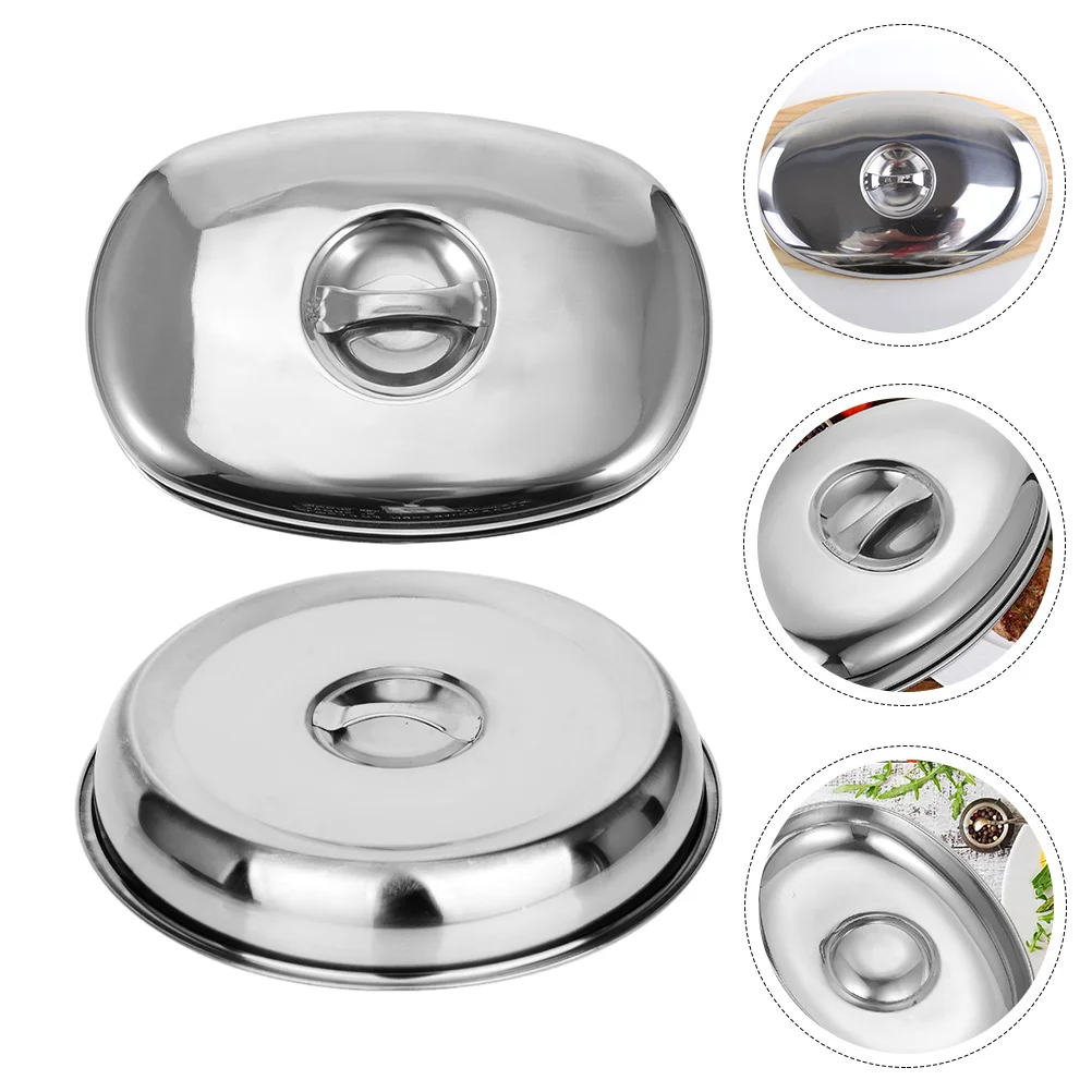 

2 Pcs Plastic Food Protective Hamburger Household Stainless Steel Dish