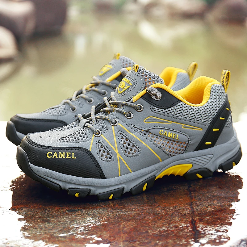 Summer Army Green Mesh Men Hiking Shoes Breathable Men's Walking Shoes Lace-up Male Brand Outdoor Shoes Zapatos De Senderismo