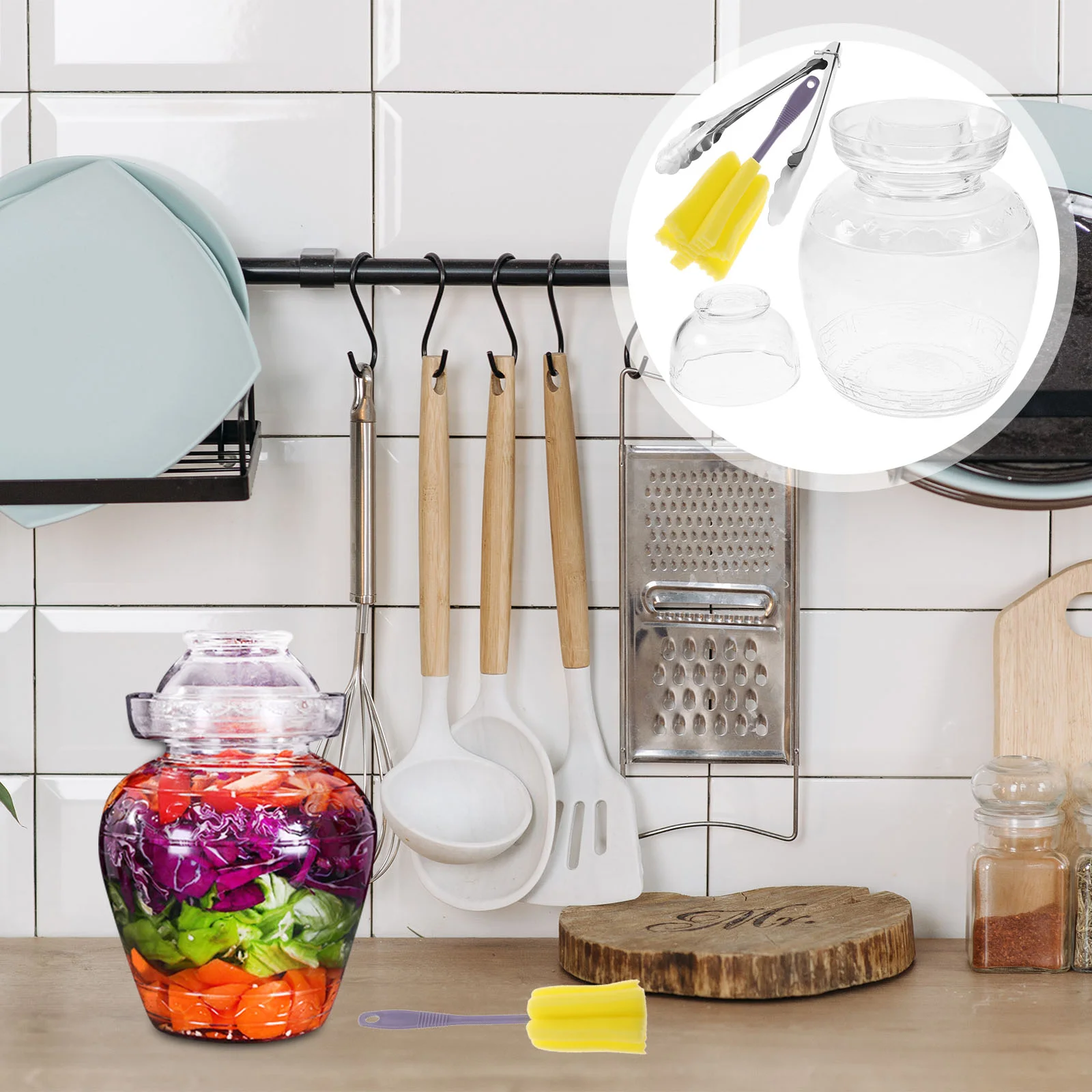 

Glass Storage Jars Lids Glass Fermenting Jars Clear Container Lid Glass Sauerkraut Crock Glass Terrarium Lid Pickling Jars Food