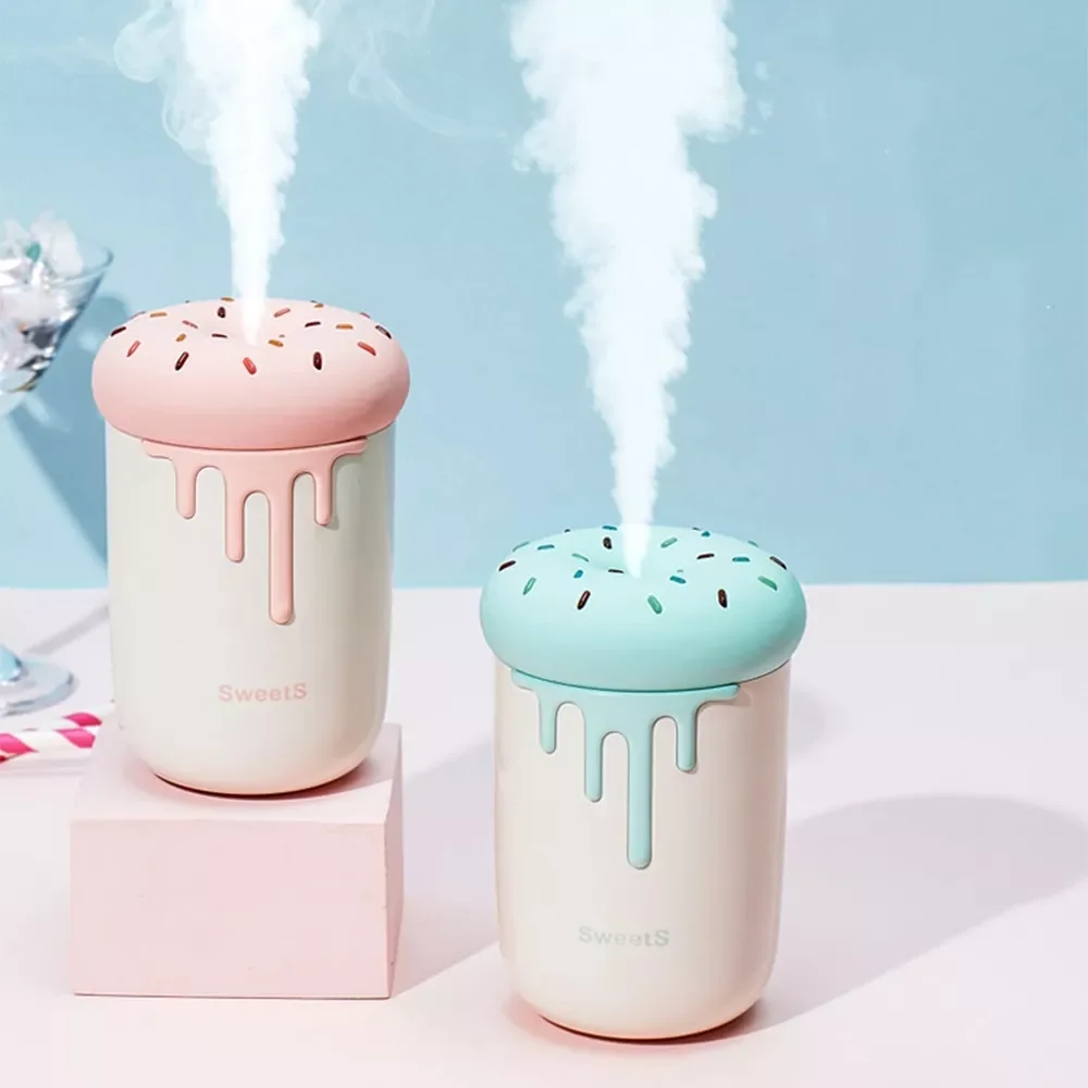 

250ml Lovely Donut Air Humidifier USB Aromatherapy Diffuser with Romantic LED Lamp Ultrasonic Mini Car Water Mist Maker Atomizer