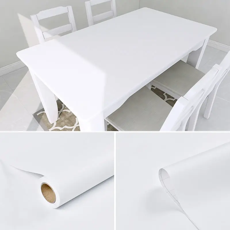 

Matte White Peel and Stick PVC Wallpaper Waterproof Contact Paper Self-Adhesive Wall Stickers Furniture Renovation Wall in Rolls