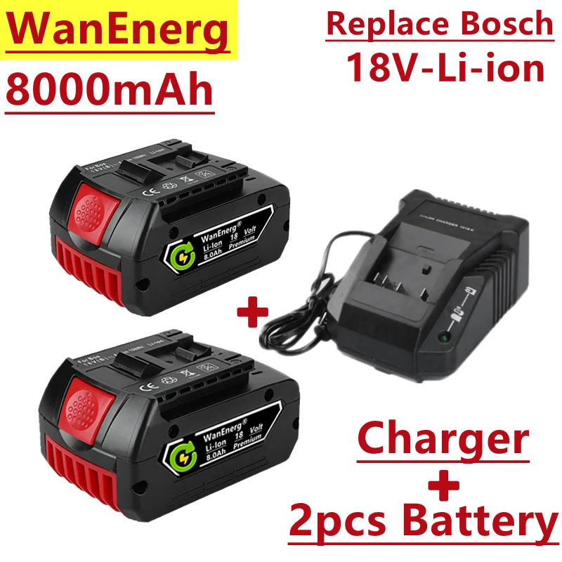 

18V Lithium Ion Rechargeable Battery, 8000mAh, for Bosch Replacement Battery,Electric Tool,bat609,bat609g,bat618,bat618g,bat614
