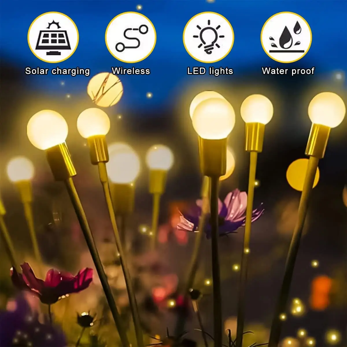 

Solar Powered Simulation Firefly Light Outdoor Garden Decoration Lawn Landscape Lamp Christmas Decor Solar LED Ground Plug Light