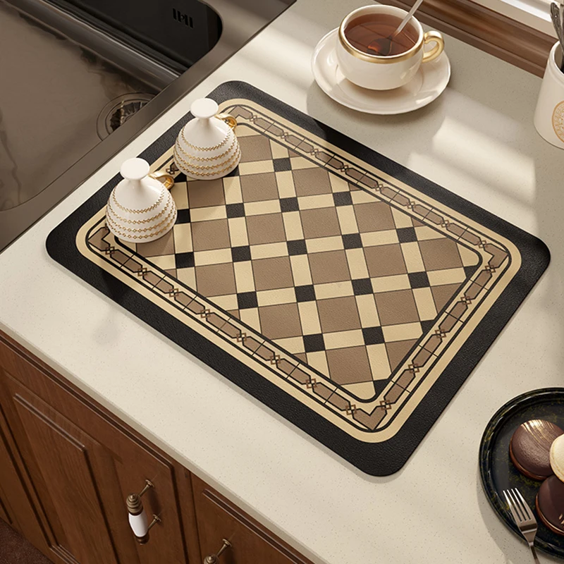 

Luxury Coffee Table Mat Kitchen Accessories Absorb Water Pads Home Quick Dry Tableware Drain Pad Non-slip Placemat Tapete Cocina