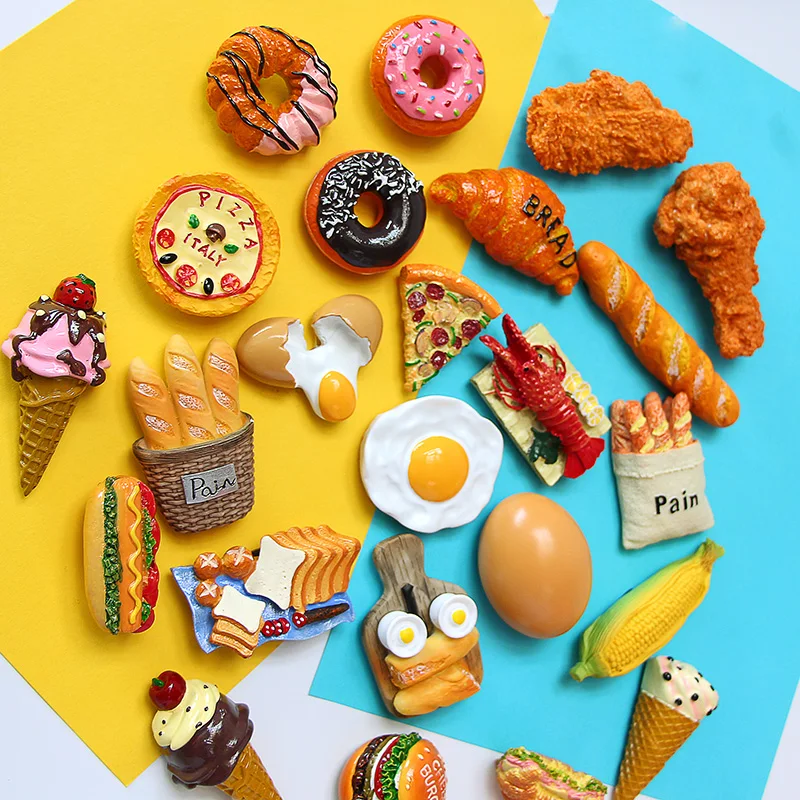 

Hot dog French stick food fridge magnets refrigerator paste egg bread hamburger corn lobster refrigerator paste home decoration