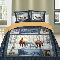 3d horse printed duvet cover set retro queen king bedding set twin full single double bedclothes for children kid boy adult