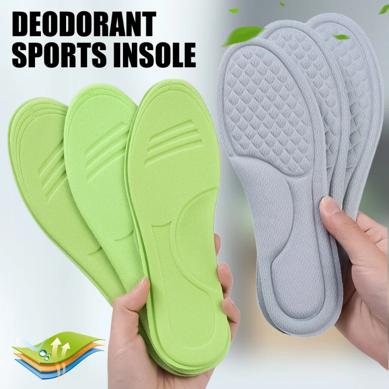 4pcs Nano Antibacterial Sport Insoles Shoes Sneakers Memory Foam Orthopedic Insole Deodorant Sweat Absorption Running Cushion