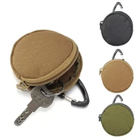 round tactical edc pouch key wallet holder men coin purses pouch military army coin pocket with hook waist belt bag for hunting
