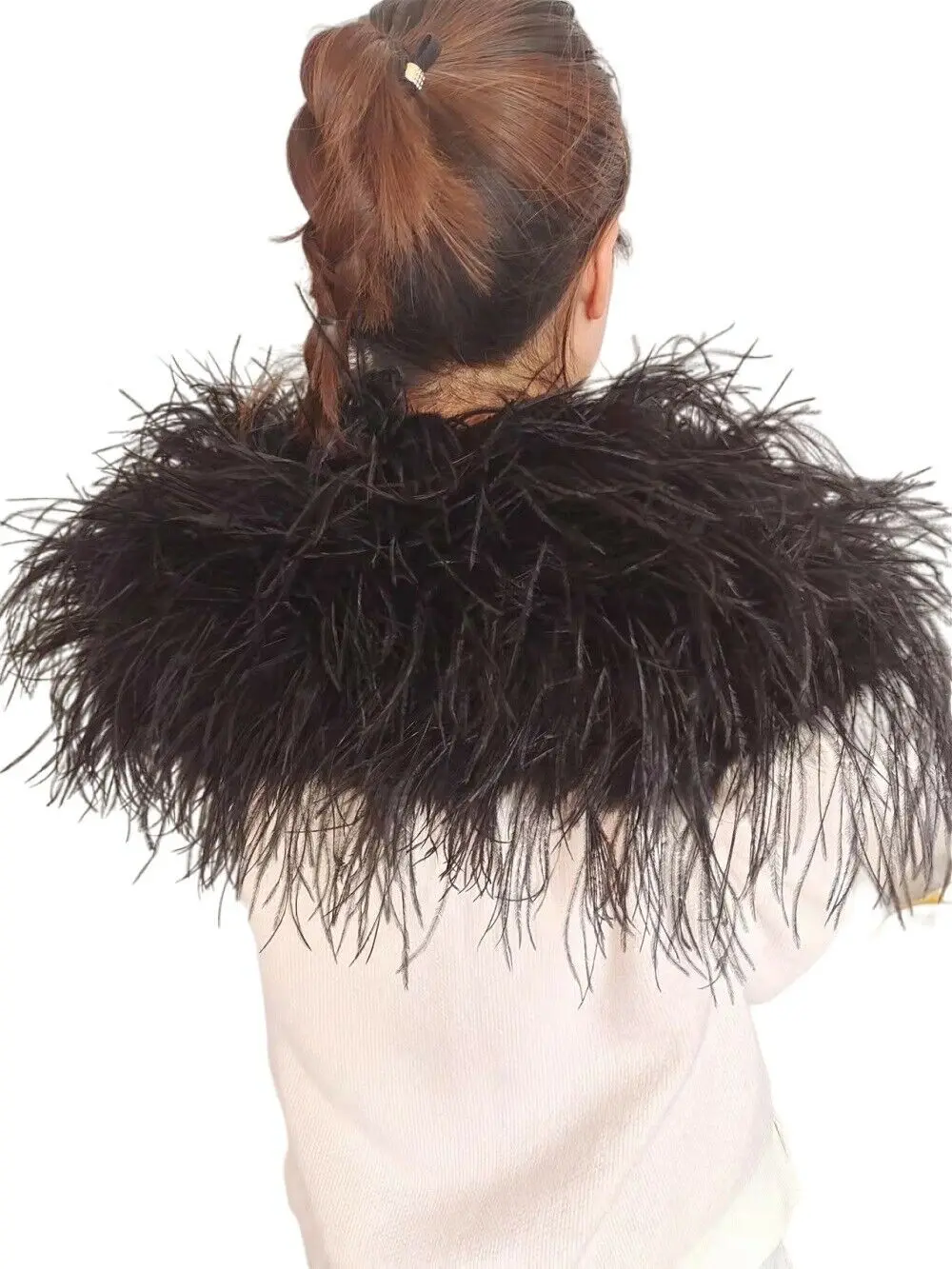 Real Ostrich Feather Fur Shrug Shawl Bride Wedding Party Accessories Handmade