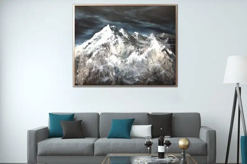 

Snow Mountains Abstract Paintings Everest Abstract Mountain Painting Original Mountains Painting Landscape Wall Painting For art