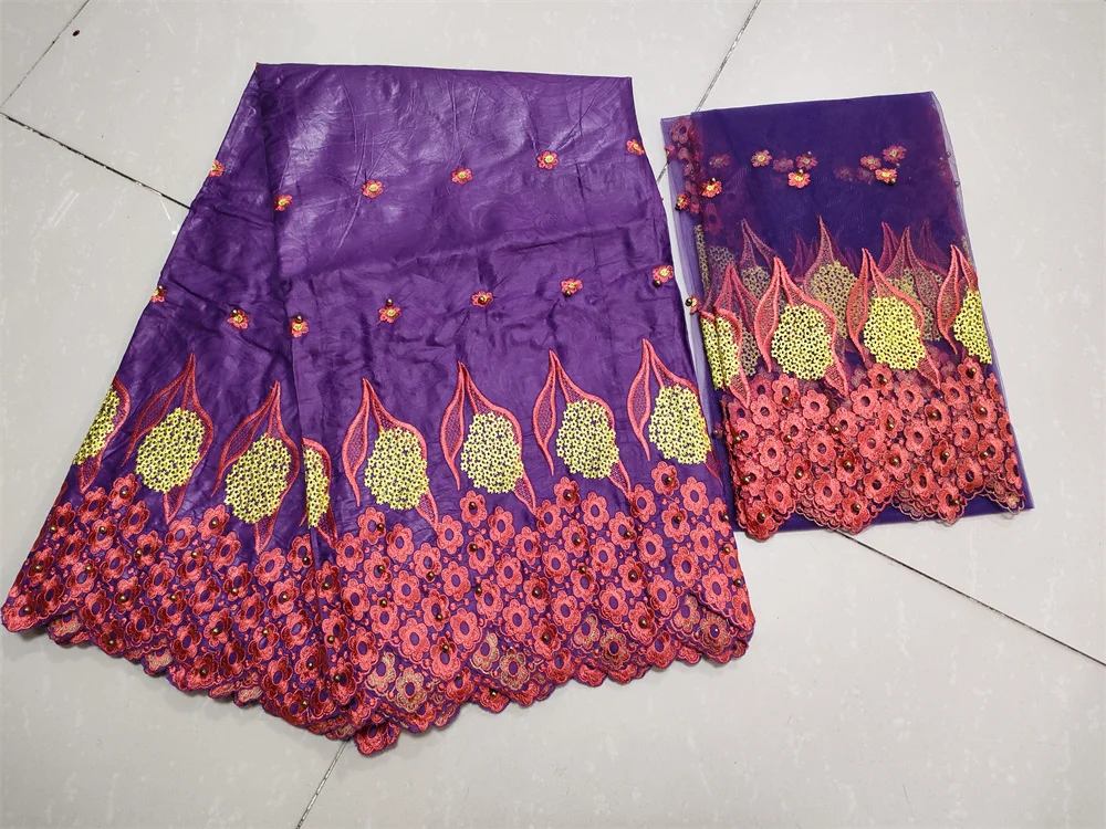 Акция хлопковое кружево bazin 5 ярдов + 2 сетчатого кружева для 1 комплекта - купить по