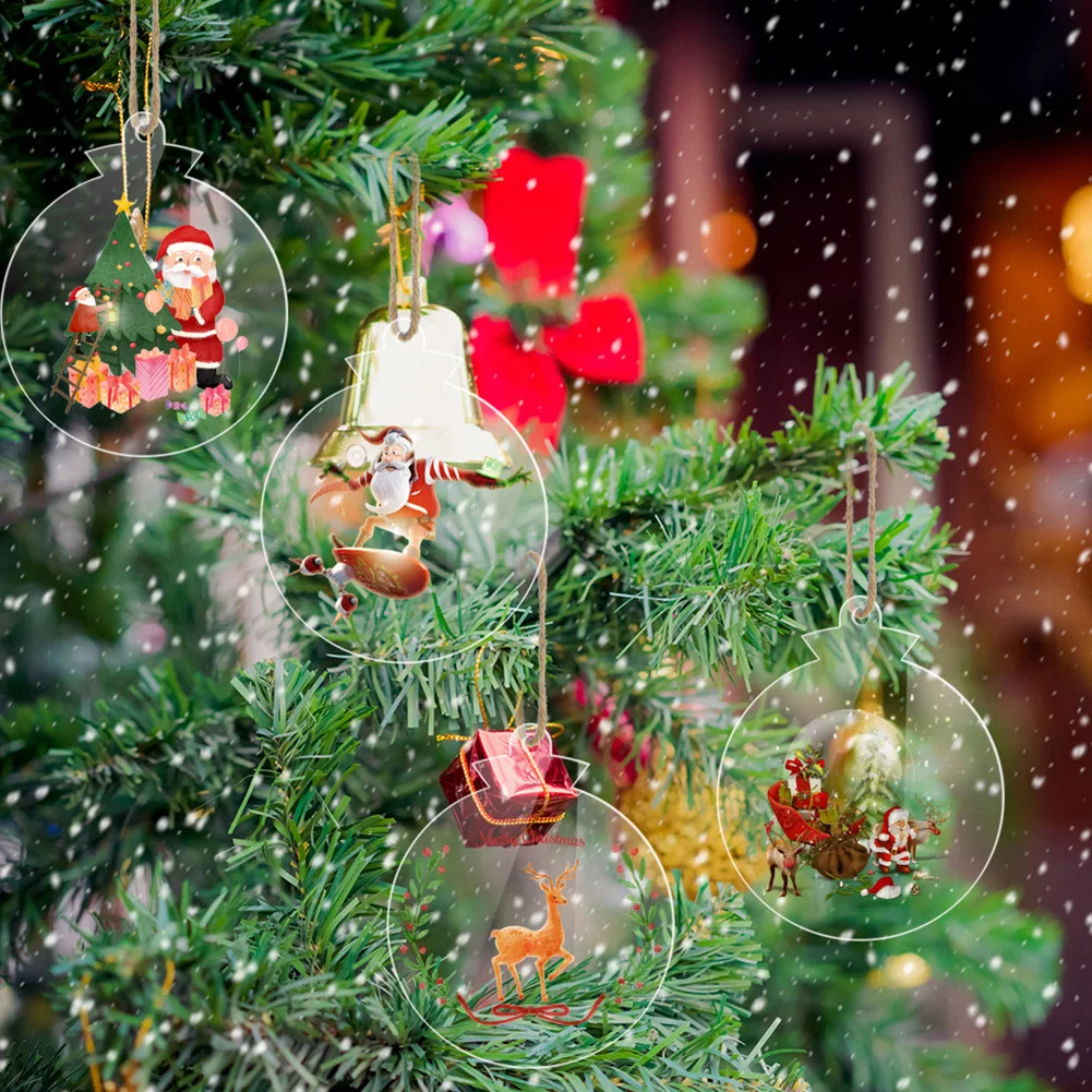 

1 шт., прозрачный акриловый диск, пустые рождественские круглые украшения с отверстием для творчества