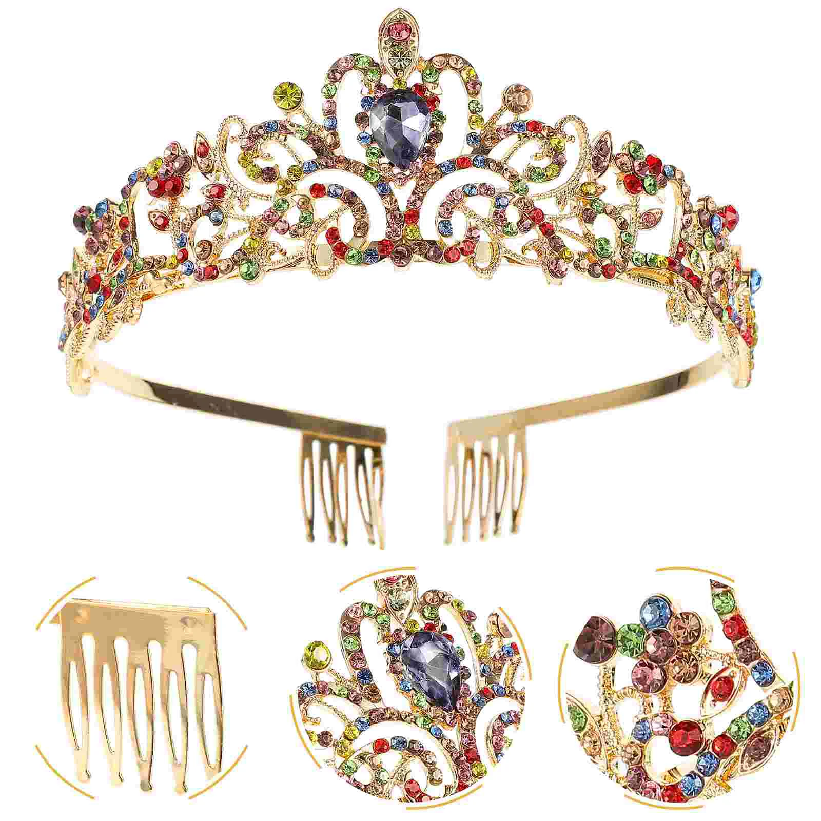 

Wedding Headpiece Bride Baroque Crystal Rhinestone Black Girl Hair Accessories Bridal Tiara Headdress Banquet Princess Crown