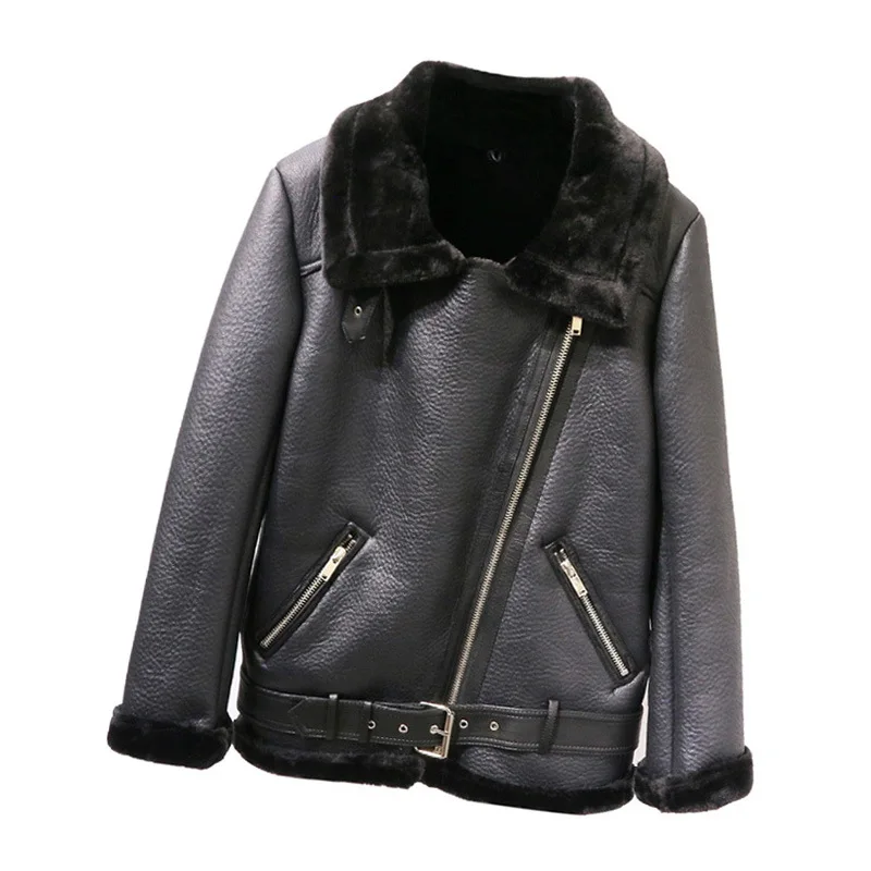 

Autumn Winter Leather Jacket Women Faux Fur Coat Ladies Slim Short Motorcyle Biker Jacket Veste Cuir Femme Leather Coat