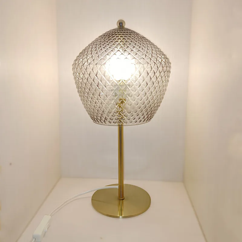 

Light Luxury Glass LED Table Lamp Bedroom Bedside Study Living Room Table Lamp European and American Lighting