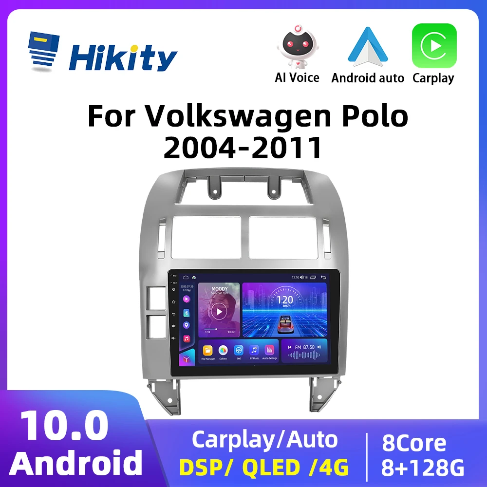 

Автомагнитола Hikity, 2DIN, Android 11, для Volkswagen Polo 2004-2011, мультимедийный видеоплеер для Carplay, Авторадио, навигация, GPS, Wi-Fi, 4G