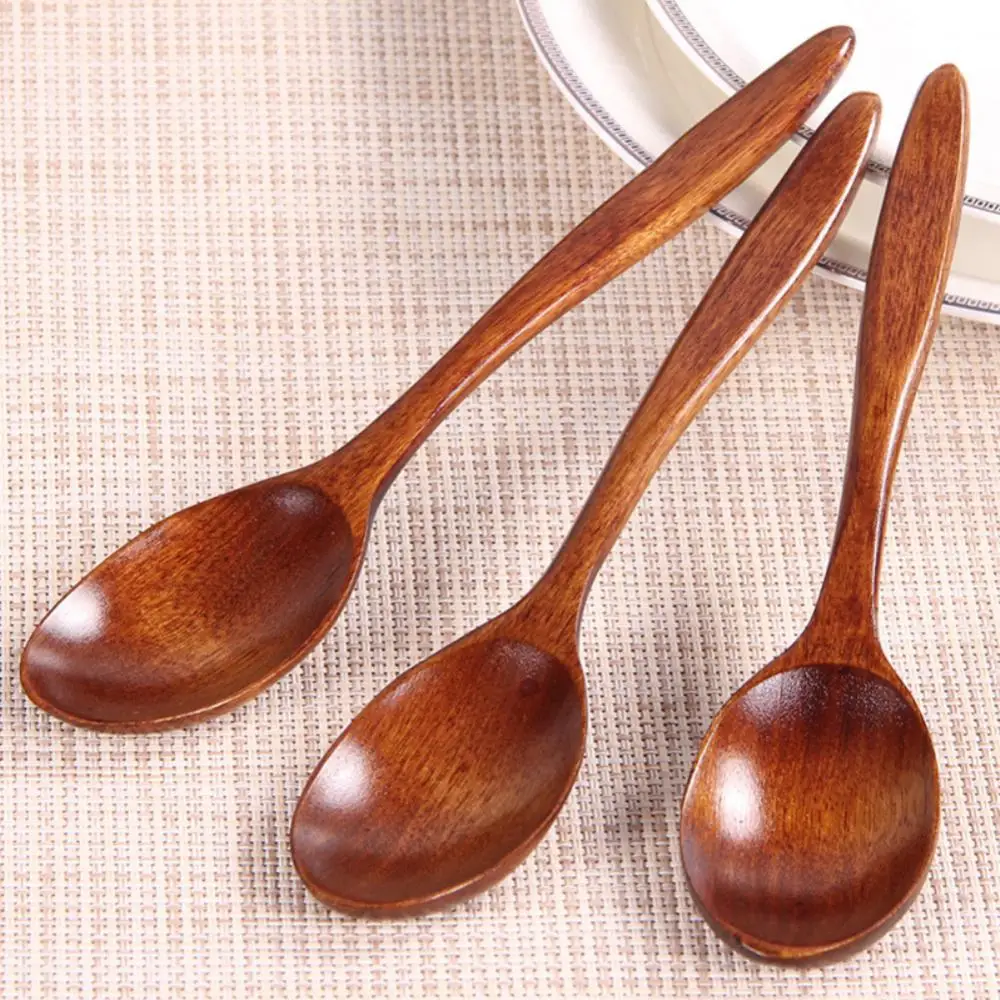 

Japanese Soup Teaspoon Long Handle Household Honey Coffee Spoon 1pcs Round Spoon Porridge Spoon Tableware Wooden Spoon Catering