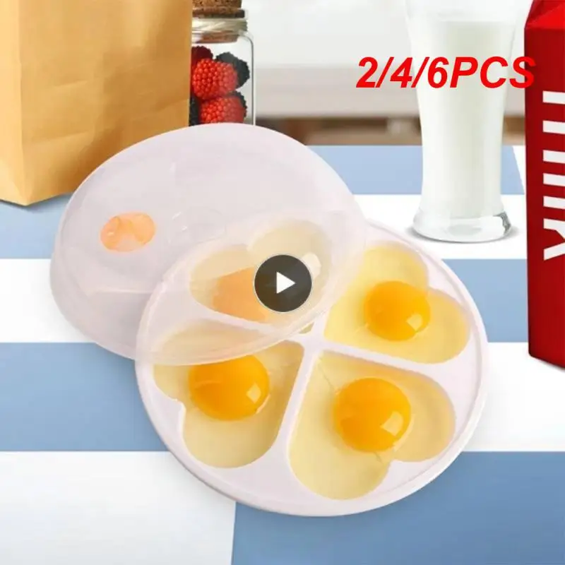 

2/4/6PCS 4 Grids Economic Microwave Egg Cooker Domestic Heart-shaped Mold Boiler Cutlery Heat-resisting Egg Fryer Cooking Tool