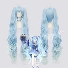 Женский волшебный парик для косплея MIKU из Аниме VOCALOID SEASON, Длинные градиентные синие волосы с конским хвостом, костюмы