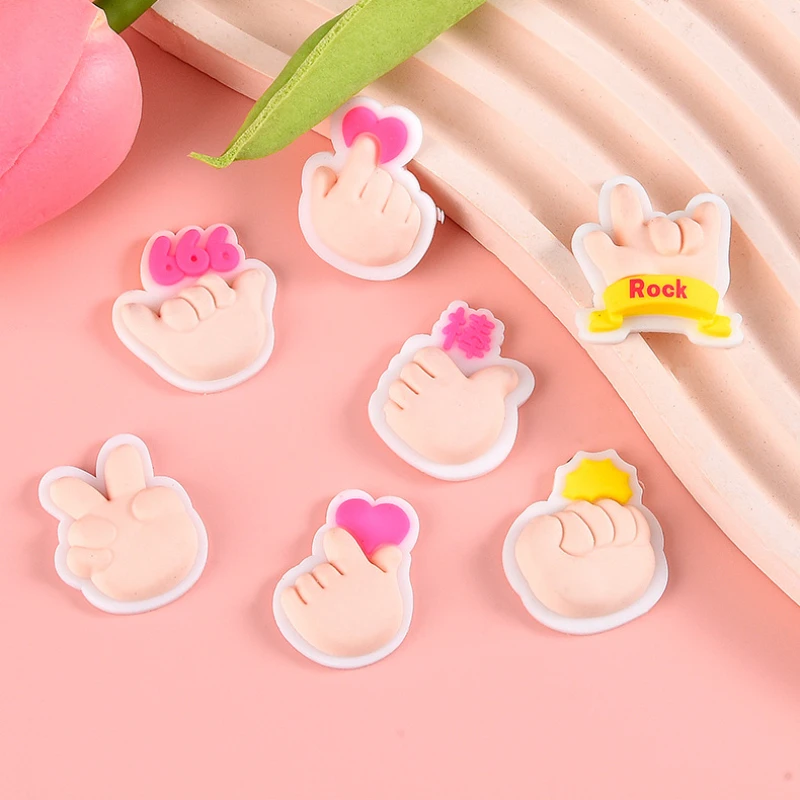 

10pcs Cartoon Popular Hand Gesture Resin Flatback Charms Scrapbooking Crafts Materials DIY Jewelry Making Phone Case Accessories