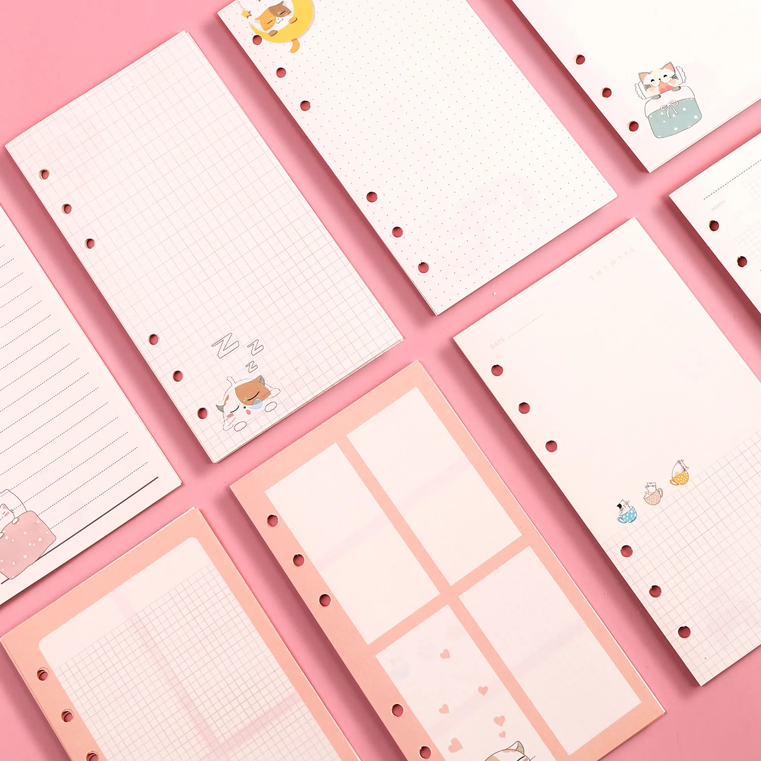

80Sheets A5/A6 Cartoon Loose Leaf Notebook Refill Paper Cute 6 Holes Spiral Binder Inner Pages of Replace Office School Supplies