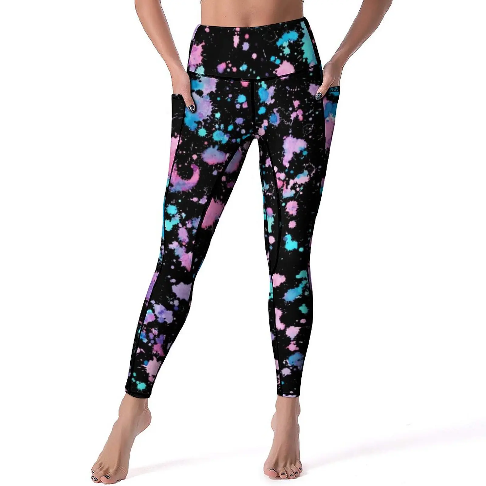 

Colourful Paint Splatter Leggings Sexy Splash Art High Waist Yoga Pants Aesthetic Quick-Dry Leggins Women Gym Sports Tights