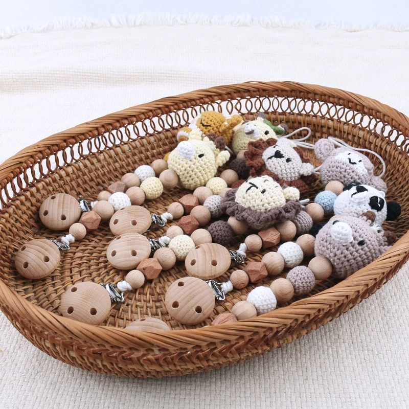 

Crochet Pacifier Chain Animal Bead Teething Clip Nursing Pacifier Holder Baby Chewing Toy Infant Dummy Clip Shower Gift 1560