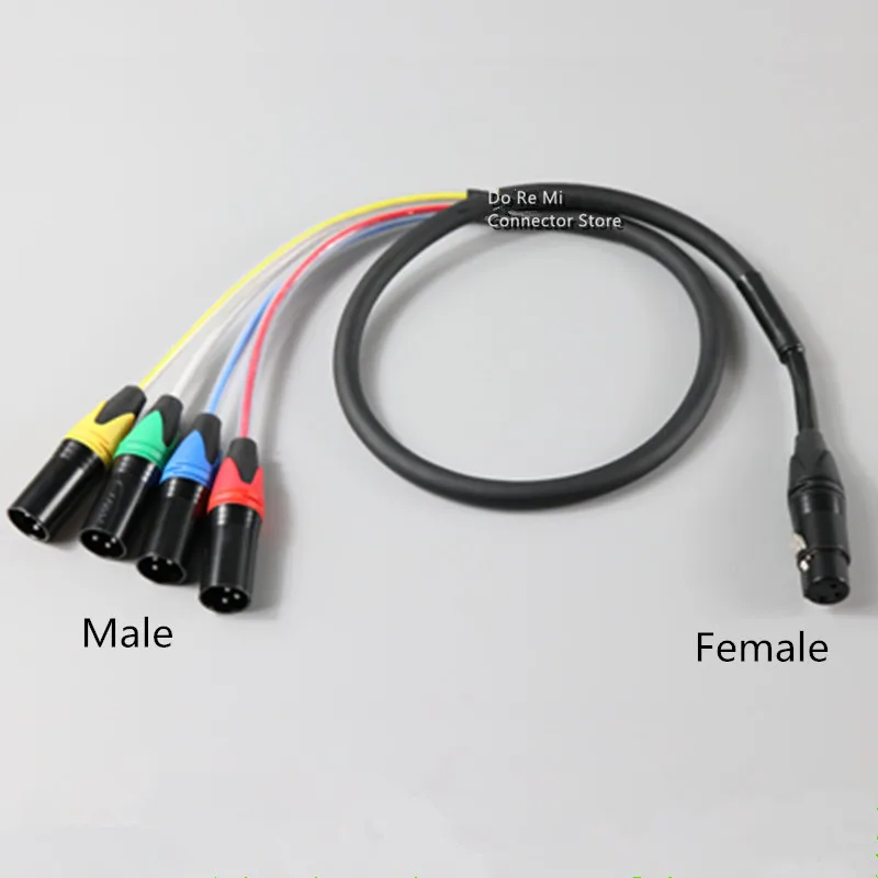 Кабель-удлинитель XLR с 1 гнездом на 3 штырьками и 4 для микрофона