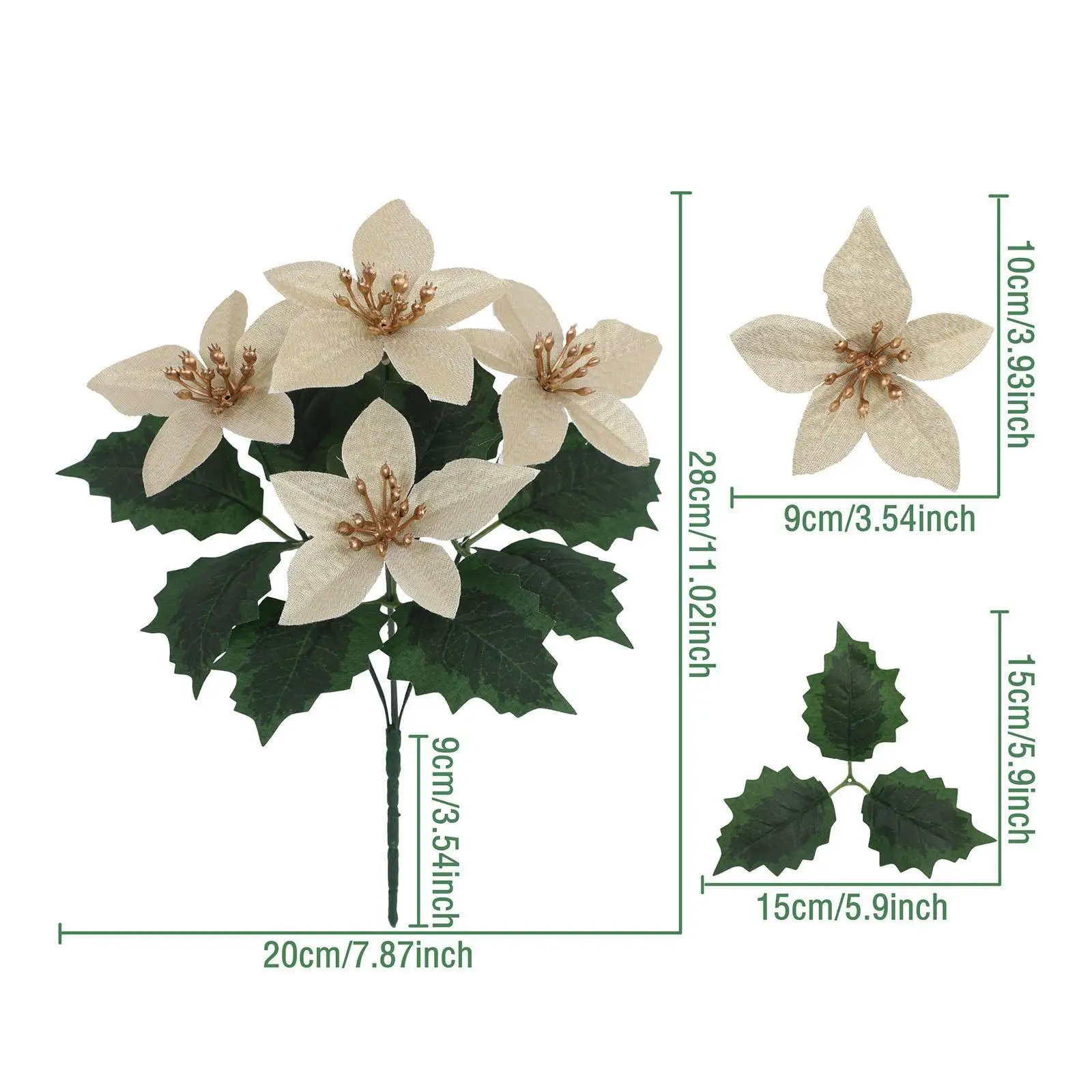 Искусственные рождественские цветы реалистичный садовый реквизит для