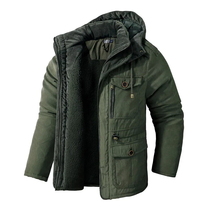 

Повседневные свободные однотонные пальто, мужское пальто, мужские флисовые парки с капюшоном европейского размера, мужские зимние утепленные куртки с несколькими карманами