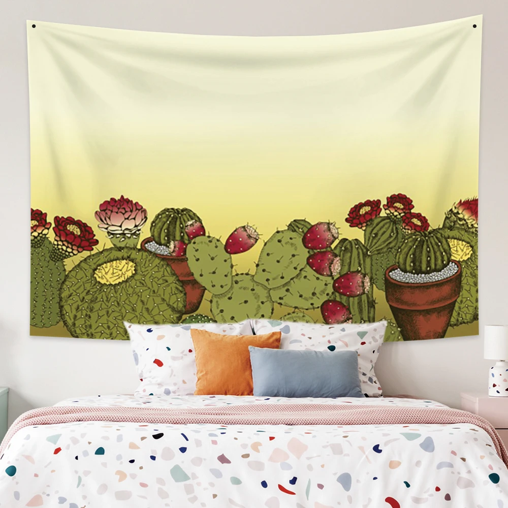 

Cactus Blossom Fireplace Wall Tapestry Greenery Cactus Total Dorm Hallway Bedroom Living Room Home Wall Art Decor