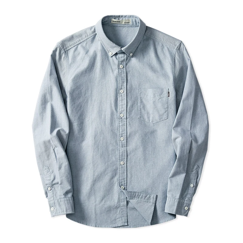 

Рубашка мужская весенне-осенняя трендовая Мужская куртка с длинным рукавом Однотонная Повседневная хлопковая рубашка оксфорд