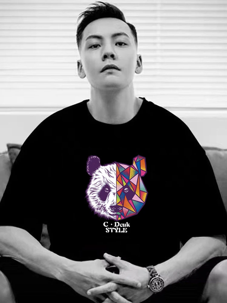 

Fashion Luxury Brand Cartoons Demon Panda Print Summer Men Women Short Sleeve Tshirt Cotton T-shirt Oversize Tees Free Shipping