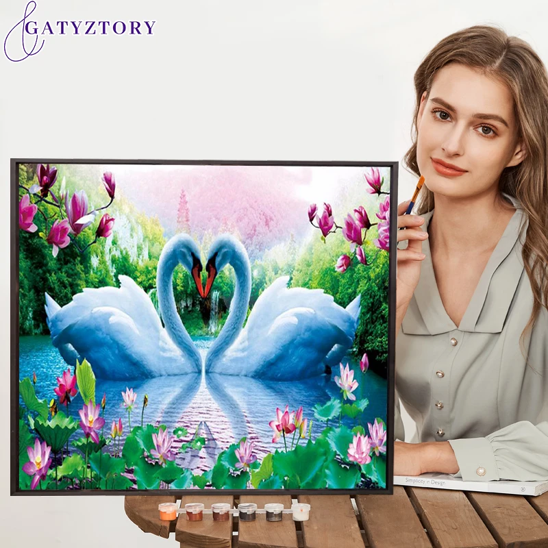 

GATYZTORY Набор для раскрашивания интерьера по номерам, искусственная роспись, картина по номерам, животные, настенное искусство, домашний деко...