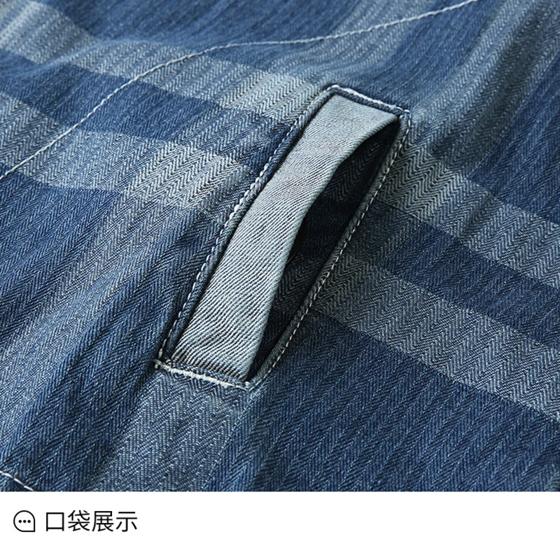 Женская джинсовая куртка в клетку винтажная большого размера с бахромой