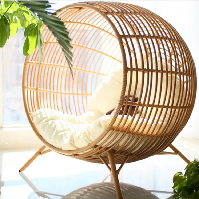

Lazy Rattan Chair round Outdoor Rattan Bed Bird Nest Bed Creative Bed Balcony Recliner B & B Courtyard Creative Bird Cage Bed