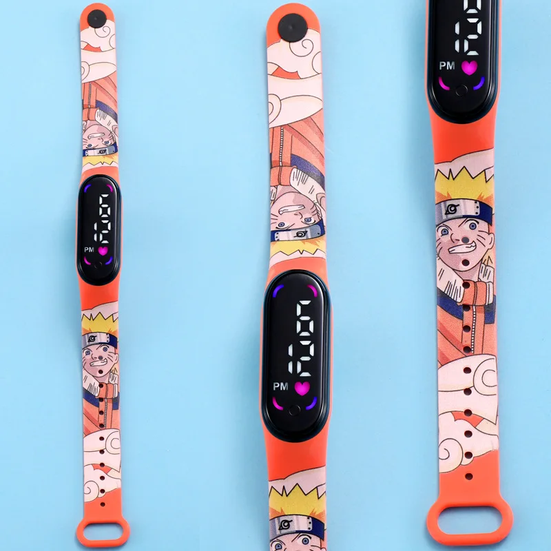 Часы Наруто удзумаки светодиодные водонепроницаемые спортивные электронные с