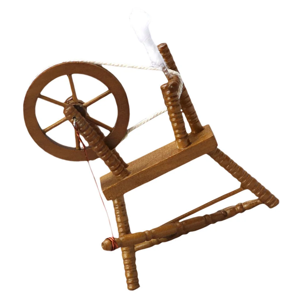 

Vintage Wheel Ornament Mini House Accessory Hand Reeling Machine Model Small Accessories