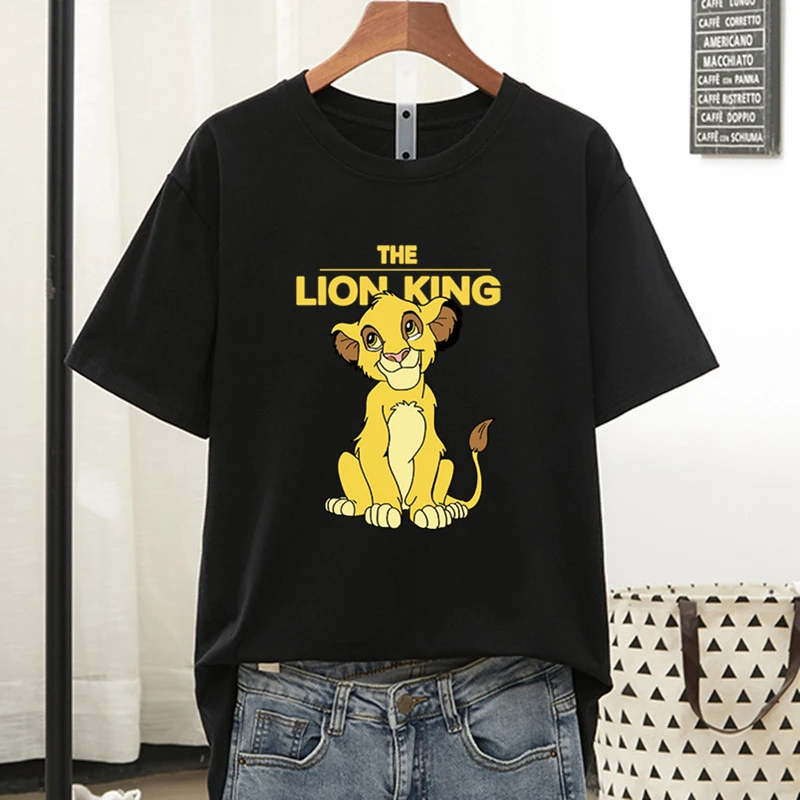 

Disney Cartoon The Lion King T Shirts for Women Short Sleeve Tees Anime T-shirt Ladies 18 Colors Black Simba Cool Tshirt Woman