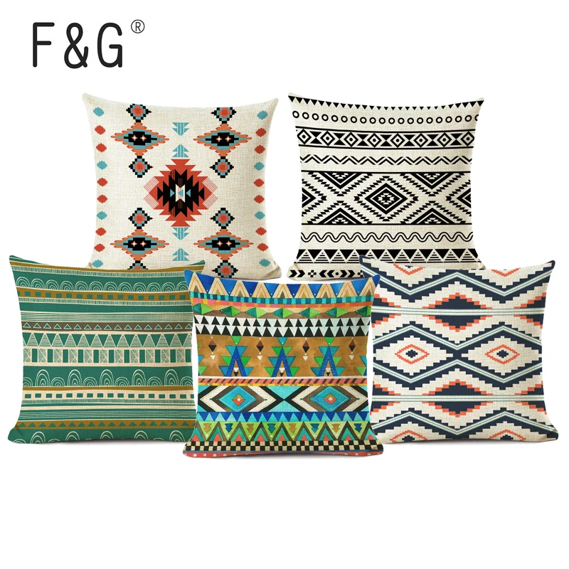 

Geometric Cushion Cover Bohemian Home Decor Camping Fashion Pillow Case Corrugated Print Linen Pillowcase