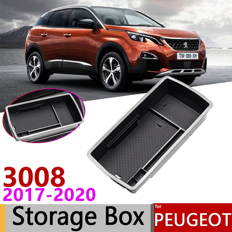 

for Peugeot 3008 3008GT 5008 2017 2018 2019 2020 Car Central Armrest Storage Box Center Console Flocking Organizer Accessories
