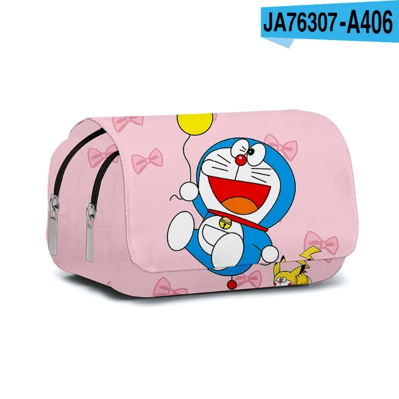 Фото Doraemon мультфильм большой емкости пенал аниме портативный холст двухслойный пенал канцелярские школьные принадлежности сумка для ручек №5