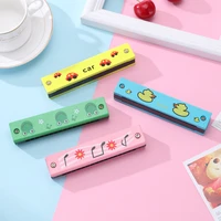 cute cartoon pattern row blowable harmonica musical instrument children harmonica wooden beginner kids musical educational toys