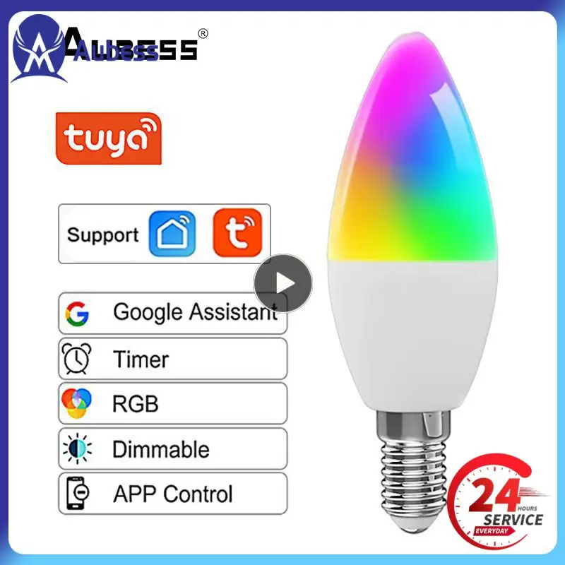 

1~8PCS E14 Smart Bulb Remote Control Timing Function Wifi Smart Bulb Voice Control Dimmable Light Led Candle Bulb Smart Home Rgb