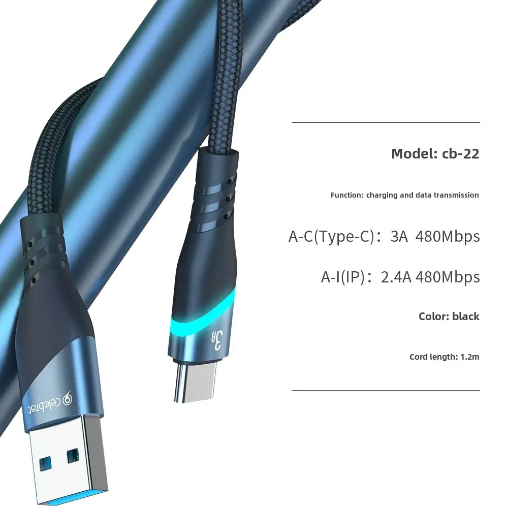 Красочный плетеный кабель для передачи данных TYPE-C линия быстрой зарядки 3A