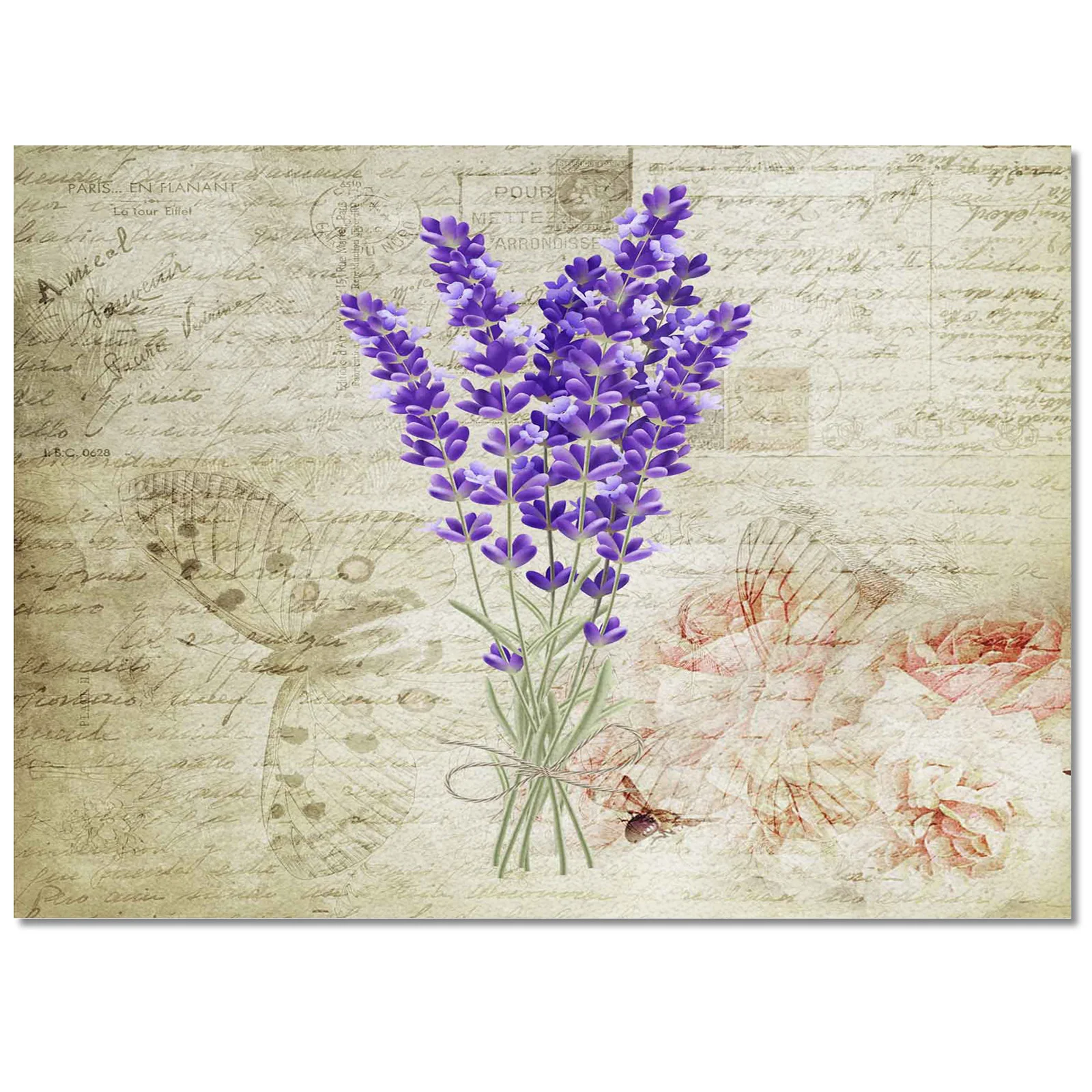 Flower Retro Plant Lavender Purple Carpet for Living Room Bedroom Decor Vintage Right-Angle Rectangular Rug Home Outdoor Mat |