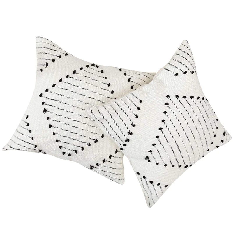 

Outdoor Pillow Outdoor Bohemian Diamond Throw Pillow Covers Boho Square Pillowcases for Sofa Bedroom 2 Pieces