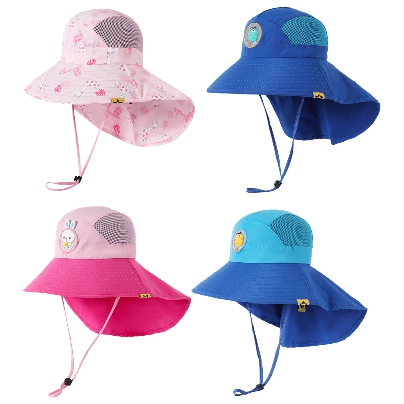 

634C широкополая Рыбацкая шляпа мультяшная пляжная шляпа 360 ° Защита от УФ лучей для детского дня рождения