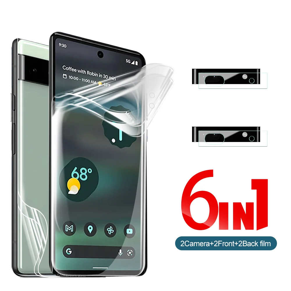 

Передняя и задняя Гидрогелевая пленка 6 в 1 для Google Pixel 6a 5G 6,1 дюйма, защита объектива камеры для Pixel 6 Pro, Защитная пленка для телефона, полное по...